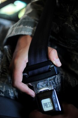 Always remember to buckle up. Wearing a seatbelt can save your life. Check your tires. Wrong pressure equals bad wear patterns, which could lead to a blow-out or just being stranded by a flat. (U.S. Air Force photo/ Airman Daniel Lile)