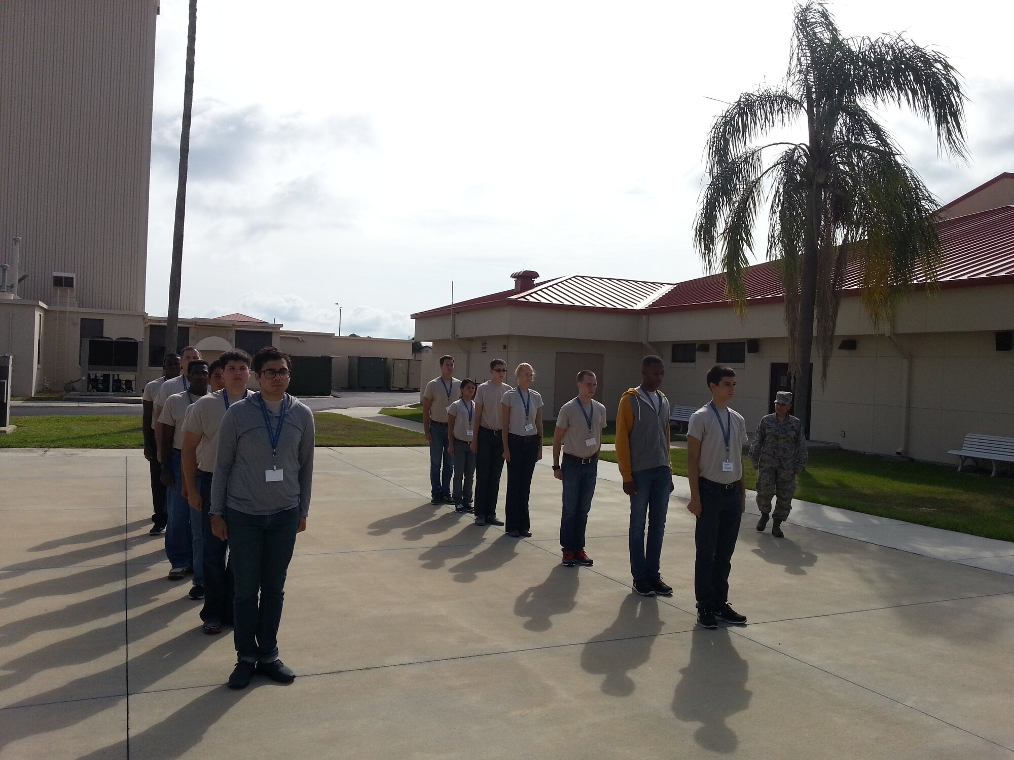 TSgt Eivette Icaza, Developmental and Training flight Program manager assigned to the 927th Air Refueling Wing, train new airmen how to perform proper facing movements in preperation for Basic Military Training during a unit training assembly at MacDill Air Force Base August 2, 2014. DTF is a training program designed to increase training and screening oportunities to eliminate preventable failures during BMT. (U.S. Air Force Photo/Released)