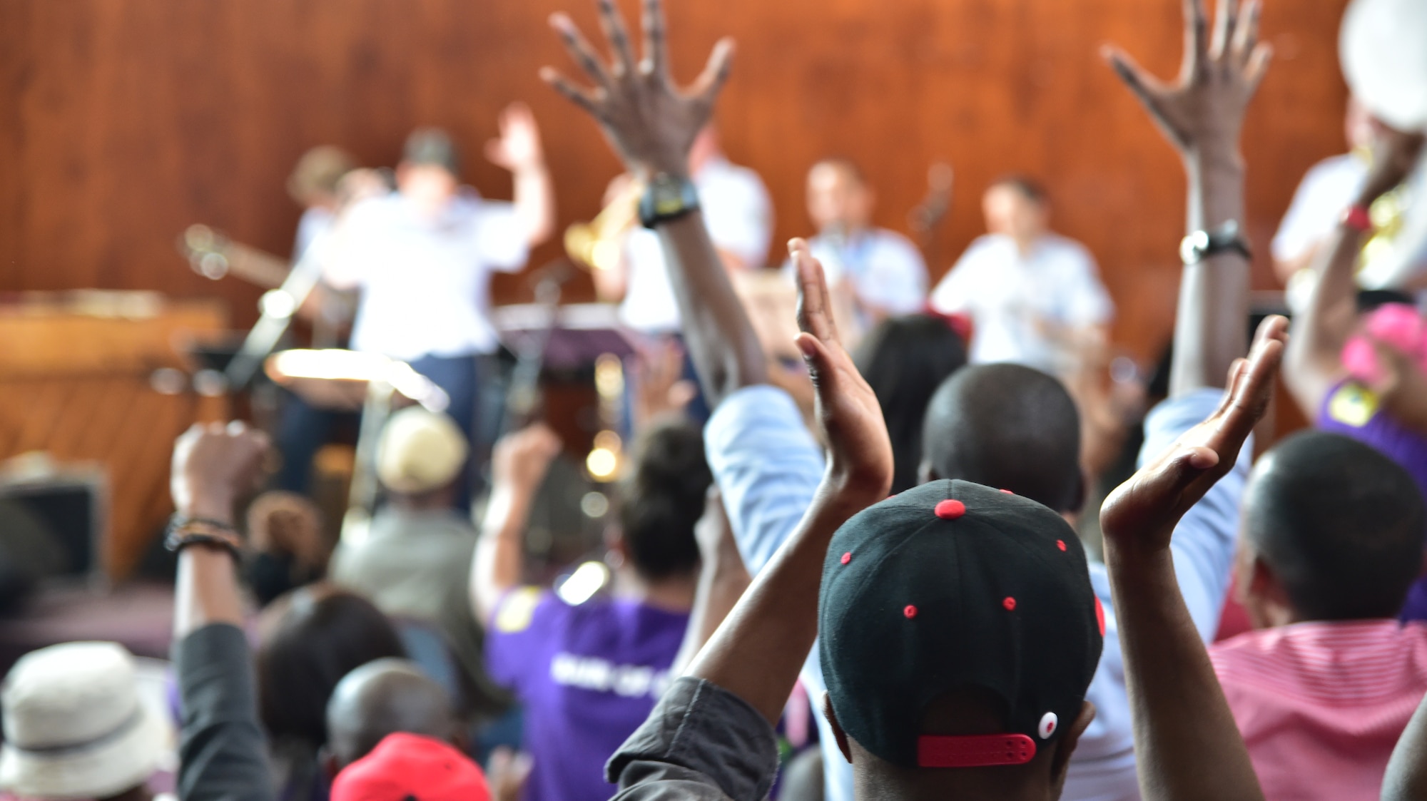 The U.S. Air Forces in Europe jazz band, Wings of Dixie, play a song for nearly 150 music students during a free, live concert, Sept 18, 2014, at the Music Academy of Gauteng in Benoni, South Africa. In addition to the concert, the band led a music workshop to enhance the student’s knowledge on certain instruments. (U.S. Air Force photo/Staff Sgt. Travis Edwards-Released)