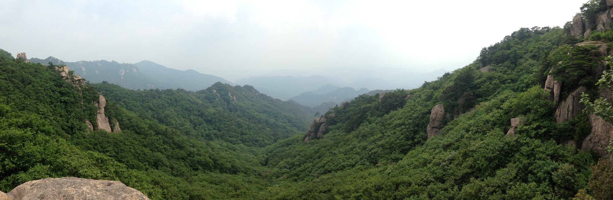 From the top of a granite peak, the vista photographed here June 17, 
2014, is nearby Mount Songnisan. Mount Songnisan is situated in Songnisan 
National Park, Chungcheongbuk Province, Republic of Korea. (Courtesy photo by Staff Sgt. Joshua Johnson)


