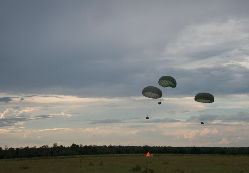 Three low cost low altitude bundles were dropped during a training mission Sept. 15, at Duke Field, Fla.  The Airmen of the SOLRS prepare and load an average of 24 to 48 loads per week to help train pilots and loadmasters from the 5th, 6th, and the 711th Special Operations Squadron. (Air Force photo/Tech. Sgt. Jasmin Taylor)