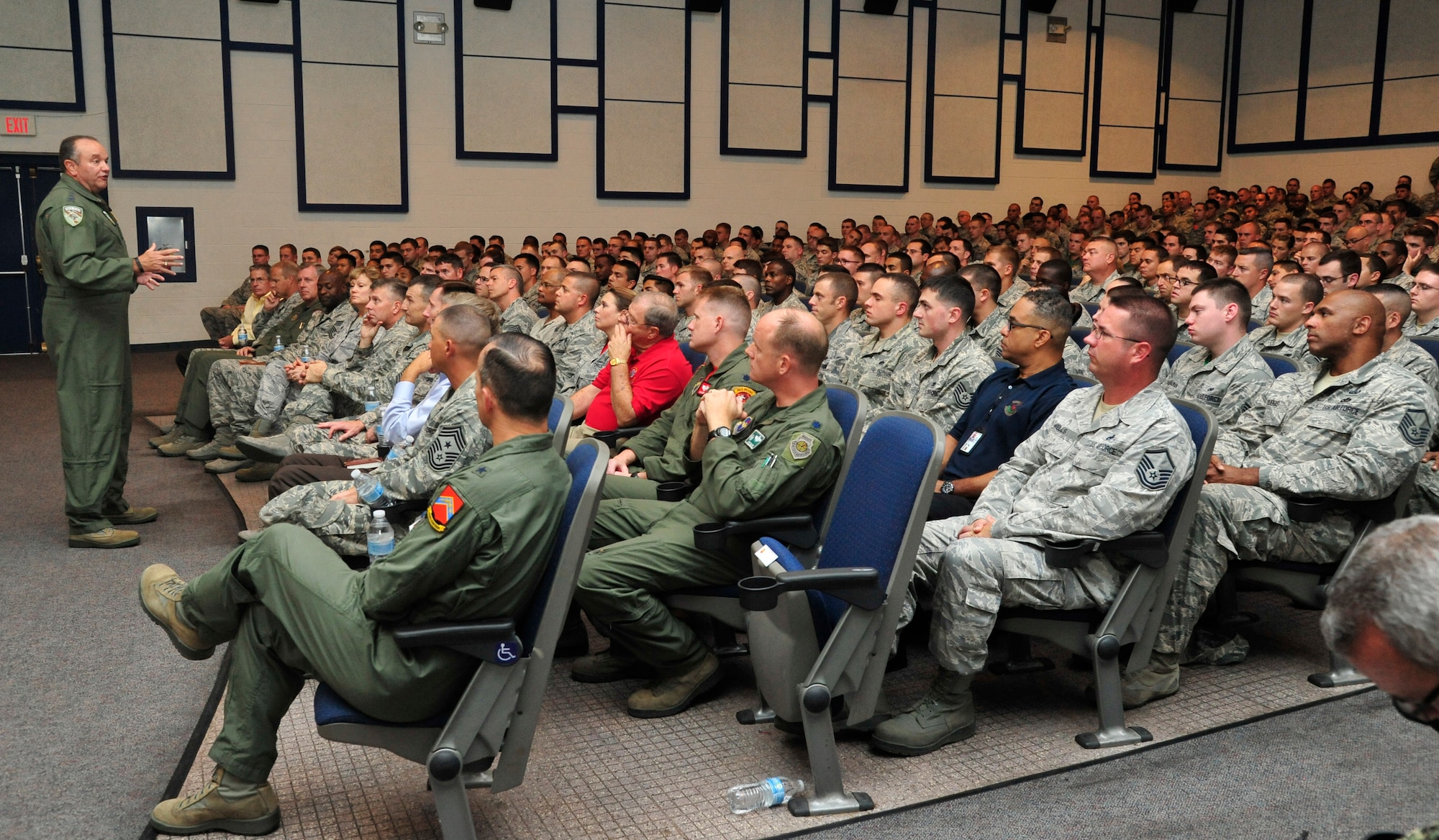 Breedlove speaks to Airmen at an all-call Sept. 12 in the Luke Air Force Base theater. Breedlove spoke about the new enlisted performance report as well as answered questions from those attending. (U.S. Air Force photo/Senior Airman Grace Lee)