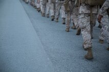Service members with Headquarters and Service Companies, Headquarters Regiment, 2nd Marine Logistics Group conducted a hike to condition the Marines and sailors for future training exercises with II Marine Expeditionary Force aboard Marine Corps Base Camp Lejeune, N.C., Sept. 19, 2014. The hikes are used for the preparation and sustainment of II MEF units and personnel for upcoming operations.