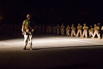Service members with Headquarters and Service Companies, Headquarters Regiment, 2nd Marine Logistics Group conducted a hike to condition the Marines and sailors for future training exercises with II Marine Expeditionary Force aboard Marine Corps Base Camp Lejeune, N.C., Sept. 19, 2014. The hikes are used for the preparation and sustainment of II MEF units and personnel for upcoming operations.