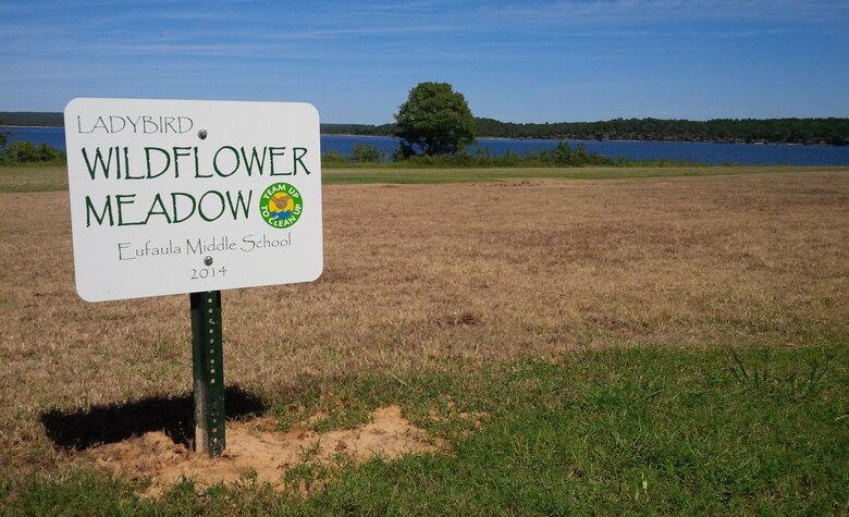 Eufaula Middle School in conjunction with the Eufaula Lake Office, Tulsa District Corps of Engineers, has marked off a spot for a wildflower meadow in honor of former First Lady, Ladybird Johnson. The site is located near the location of the stage at Eufaula Dam Site South for the 50th Anniversary of Eufaula Lake and Dam. The celebration will take place at Eufaula Dam Site South at 10 a.m., Sept. 25.