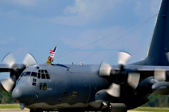 An MC-130P Combat Shadow aircraft returns, to Hurlburt Field, Fla., from their final combat deployment, Sept. 19, 2014. The Combat Shadow flies clandestine or low visibility, low-lever missions into politically sensitive or hostile territory to provide air refueling for special operations helicopters. The Combat Shadow will be deactivited Oct. 3, 2014.  (U.S. Air Force photo by Staff Sgt. Tyler Placie)                               