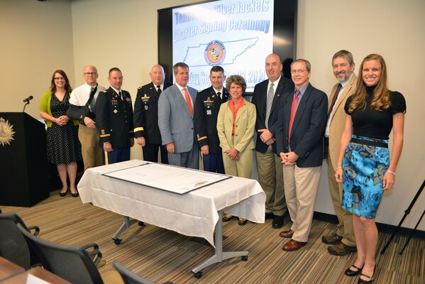 Federal, State and local agencies gathered at Metro Nashville’s Development Services Center to form a group partnership to help reduce flood reduction Sept. 23, 2014.  Silver Jackets is an innovative program that provides an opportunity to consistently bring together multiple state, federal, and local agencies to learn from one another and apply their knowledge to reduce risk.