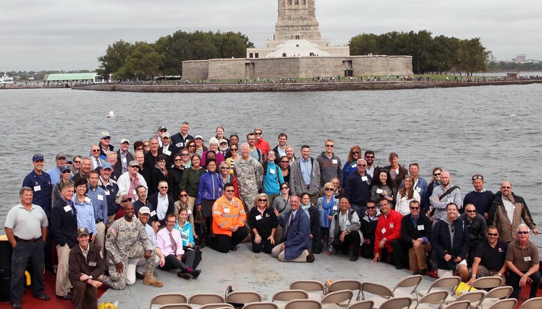 On the bow of Army Corps’ vessel MV Hayward, New York District representatives along with agency heads, civic leaders from municipal, state, and federal agencies partners celebrate successes and discussed how to continue to work collaboratively and achieve a unified vision of a world-class harbor estuary.