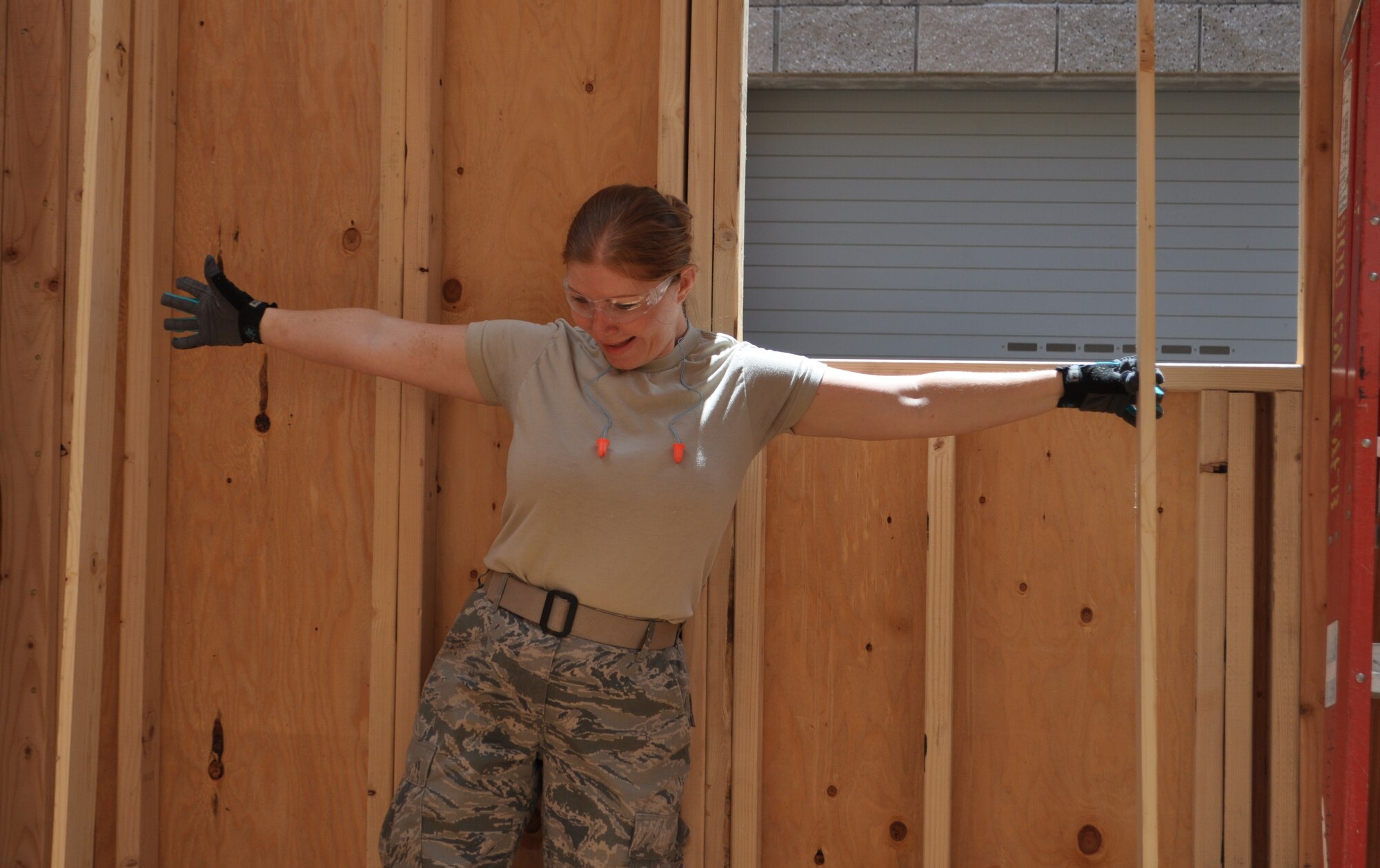 TRAVIS AIR FORCE BASE, Calif. -- The 349th Civil Engineer Squadron is building a shed, so they can burn it, and finally blow it up. To the most casual observer, this might seem odd, even wasteful, but they’re doing it all for valuable training that will aid the warfighter. Thirteen different specialty codes encompassed by CE benefit directly from this project, providing seasoning training, on-the-job training, and annual tour opportunity for Airmen working on skill level upgrade and job proficiency. (U.S. Air Force photo/Ellen Hatfield)
