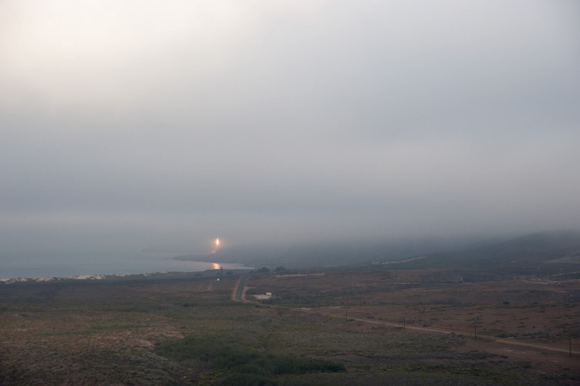 An unarmed Minuteman III intercontinental ballistic missile launches during an operational test at Vandenberg Air Force Base, Sep. 23, 2014, at 7:45 a.m. Col. Keith Balts, 30th Space Wing commander, was the launch decision authority. (U.S. Air Force Photo by Michael Peterson)