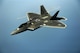A U.S. Air Force F-22 maneuvers after being in-air refueled April 25, 2014, over the U.S. Central Command Area of responsibility by a KC-135 Stratotanker and aircrew from the 340th Expeditionary Air Refueling Squadron, Al Udeid Air Base, Qatar. The F-22 Raptor is an advanced capability aircraft that can be provided to the Combined Forces Air Component Commander within the region to enhance missions supporting stability and security. (U.S. Air Force photo by Staff Sgt. Vernon Young Jr.)