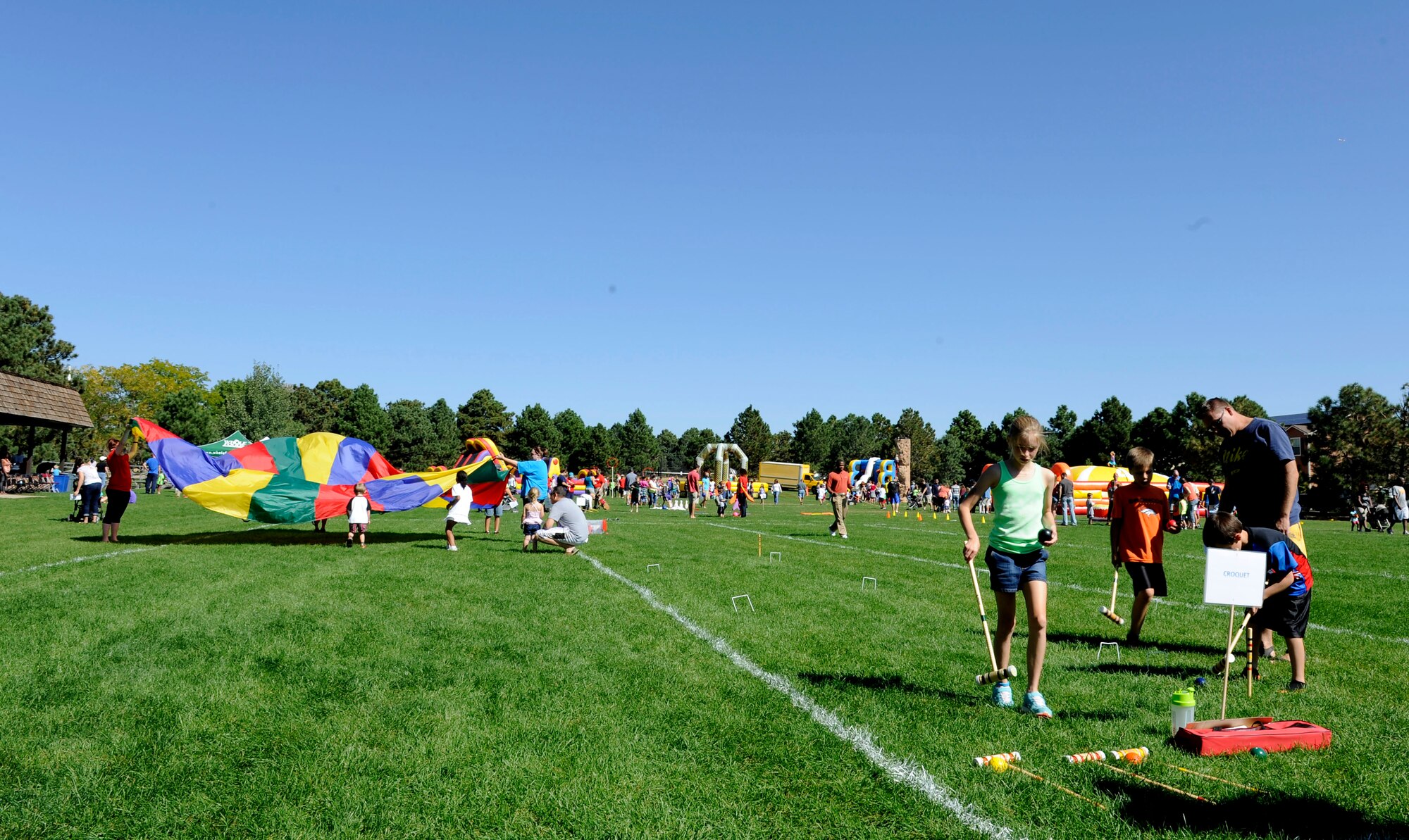 PETERSON AIR FORCE BASE, Colo. - Many families enjoyed the festivities at World Wide Day of Play held at Patriot Park Sept. 20 and hosted by the RP Lee Youth Center. Worldwide Day of Play is an annual event designed to encourage children and parents to turn off the television and get outside and play. (U.S. Air Force photo/Airman 1st Class Rose Gudex)