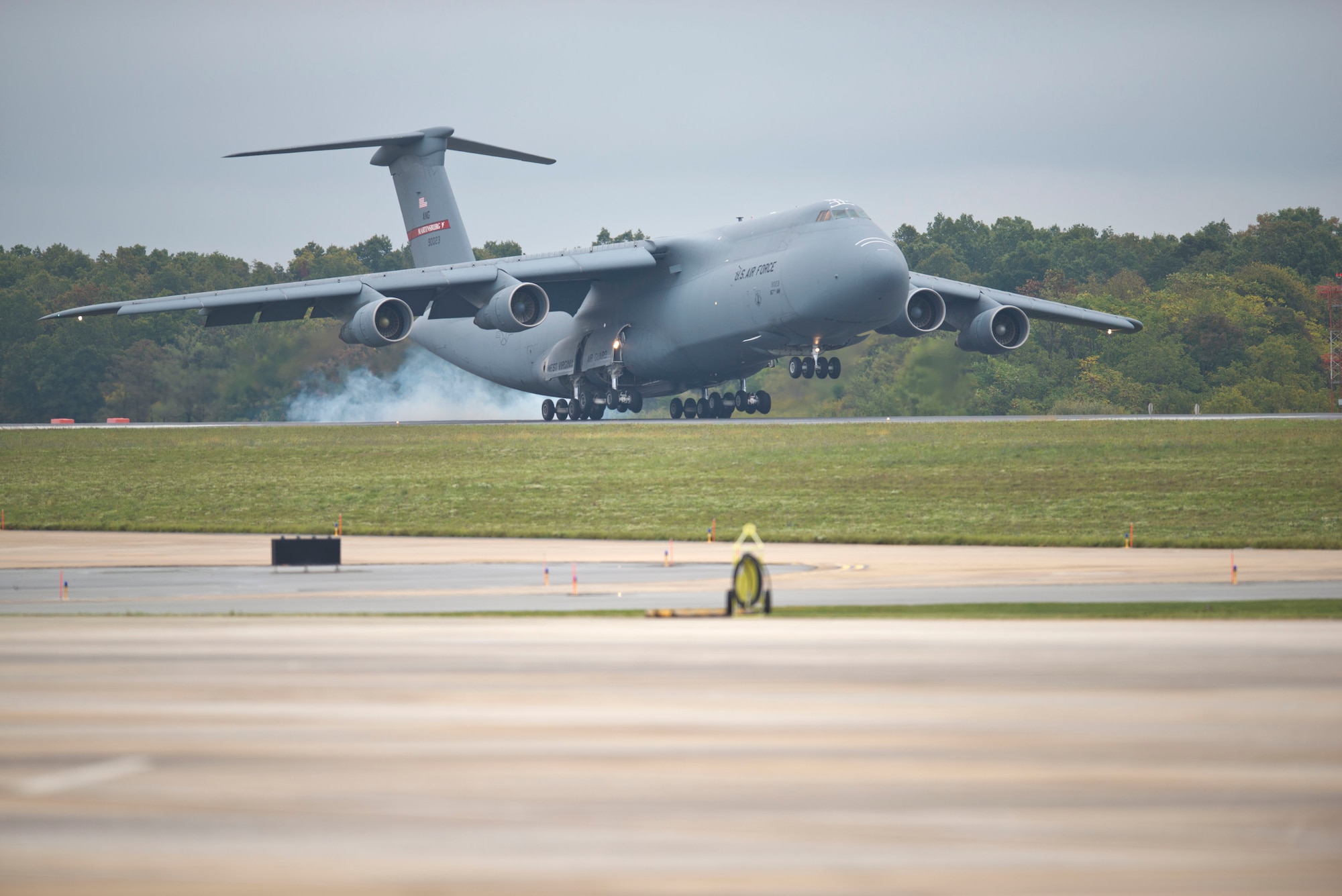 MARTINSBURG, W.Va.-- The first C-17 Globemaster III arrived at the 167th Airlift Wing in Martinsburg, W. Va. on September 25th, 2014.  The wing has flown the C-5 Galaxy since 2007 and will begin C-17 flying operations in January 2015. The last C-5 unit in the Air National Guard, the 167th began the conversion process in July and will maintain a fleet of eight C-17s. (U.S. Air National Guard photo by Tech. Sgt. Michael Dickson/Released)