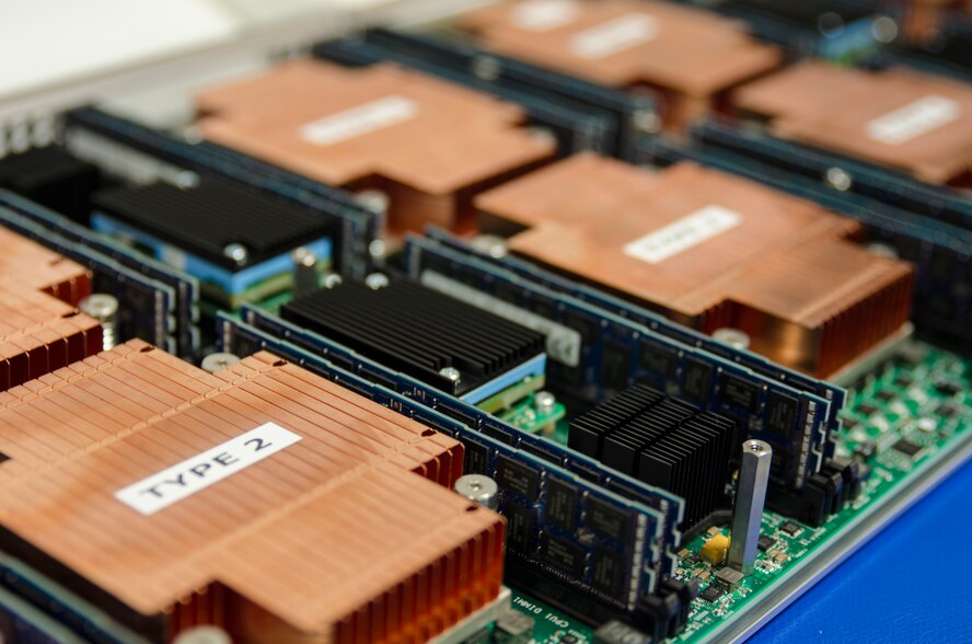 The Air Force Research Laboratory invited distinguished visitors and news media to a behind the scenes peak at the Air Force's newest supercomputer, a Cray XC-30, nicknamed Lightning, Sept. 23 at Wright-Patterson Air Force Base, Ohio.  (U.S. Air Force photo by Mikee Huber )