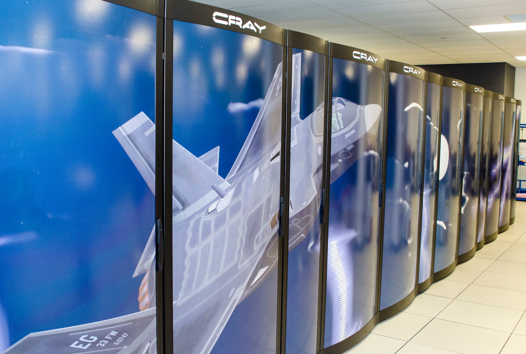 Air Force Research Laboratory's new Cray XC30 supercomputer, nicknamed "Lightning." (U.S. Air Force photo by Mikee Huber)
