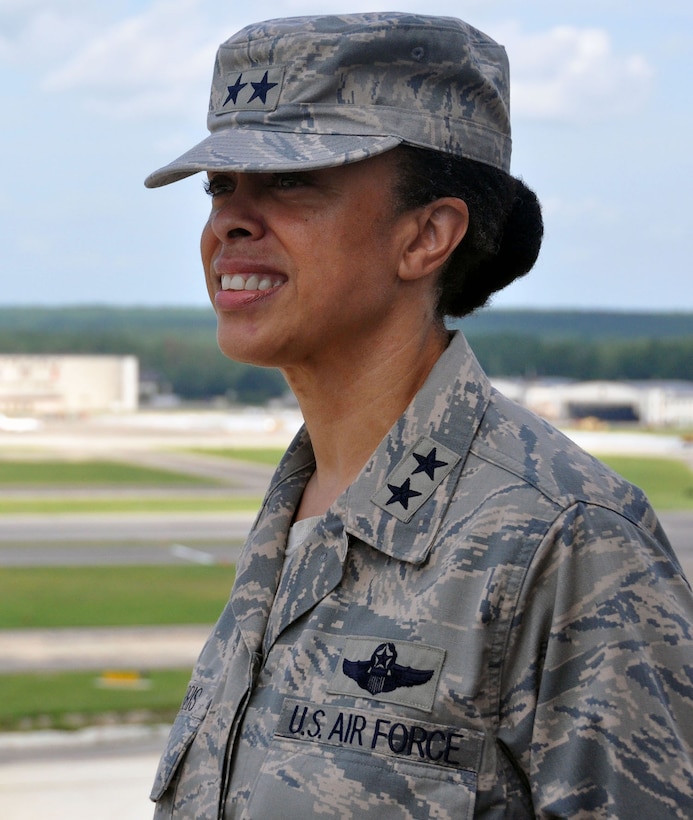 As the commander of 22nd Air Force, Maj. Gen. Stayce Harris oversees the Reserve’s air mobility operations and other vital mission sets like undergraduate pilot training, flight test operations and a highly mobile civil engineering response force. (Staff Sgt. Mark Thompson)