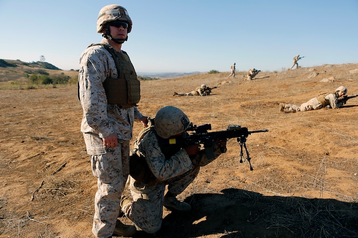 Entry-level Marines with Alpha Company, Infantry Training Battalion, School of Infantry-West completed their culminating event at Range 408 here, Sept. 25. The range includes and implements the different infantry occupational specialties at the company level. Medium/light machine guns and mortars suppress the enemy first, providing the supporting fire for a squad size element of riflemen and assaultmen to assault the enemies’ position. 

Infantry Training Battalion trains all infantry, entry-level Marines in the skills essential to operating combat environment. Infantry Training Battalion is a 52-day training course that transforms the raw Marine into an infantryman who can fight, survive, and win in a combat situation.
