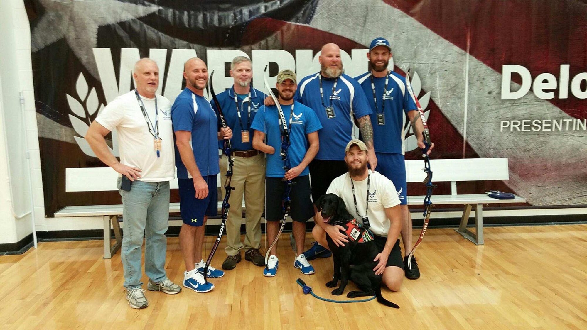 Retired U.S. Air Force Staff Sgt. Daniel Crane stands with others wounded warriors competing in the archery event at the 2014 Warrior Games in Colorado Springs, Colorado, Sept. 28 through Oct. 4, 2014. Crane was injured July 2012 while stationed on Guam, when an anti-American radical fired shots into his vehicle in a random act of violence. (Courtesy photo)