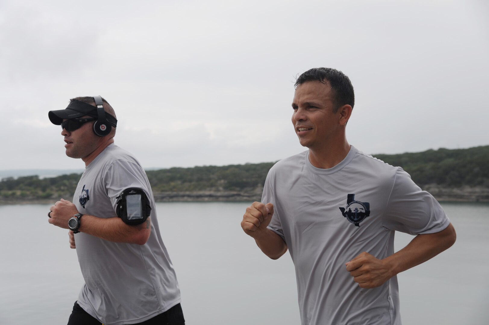 Rambler 120 participants run 6 miles following a 22-mile bike ride Sept. 20 at Canyon lake, Texas. After the run, the teams completed a 2-mile boat race. (U.S. Air Force photo by Senior Airman Krystal Jeffers/Released)