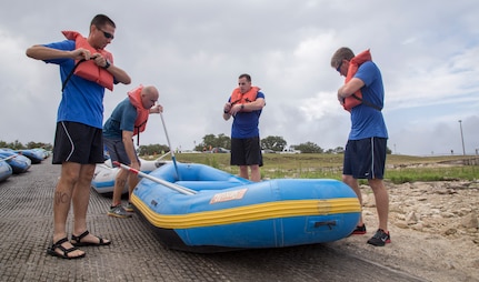 Teams participate in The Rambler 120 Race, which includes running, biking, rafting and a mystery event, was held at Joint Base San Antonio Recreation Park at Canyon Lake Sept. 20.  Twenty-nine teams competed in the 22-mile bike course, 6-mile run 2-mile rafting event and the frisbee golf mystery event. (U.S. Air Force photo by Joshua Rodriguez) (released)
