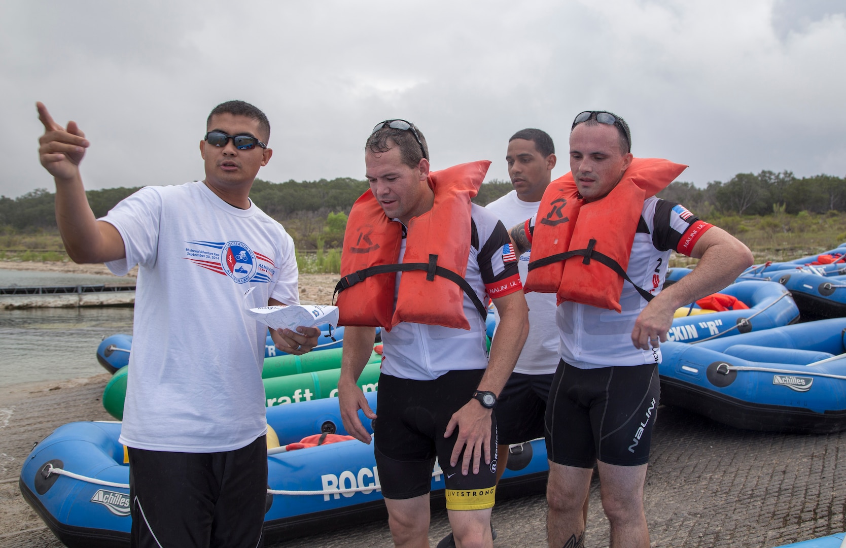 Teams participate in The Rambler 120 Race, which includes running, biking, rafting and a mystery event, was held at Joint Base San Antonio Recreation Park at Canyon Lake Sept. 20.  Twenty-nine teams competed in the 22-mile bike course, 6-mile run 2-mile rafting event and the frisbee golf mystery event. (U.S. Air Force photo by Joshua Rodriguez) (released)