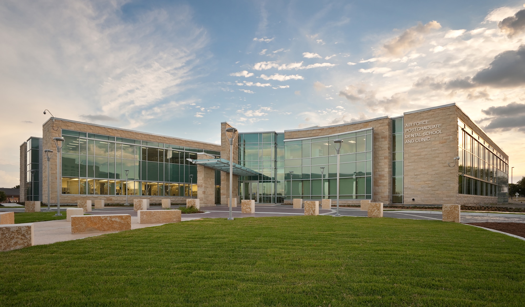 The Postgraduate Dental School and Clinic at Joint Base San Antonio-Lackland, Texas, shared top honors for facility design in the 2014 Air Force Design Awards. The awards program recognized seven projects across three levels exemplifying the service’s focus on sustainable infrastructure. (Courtesy photo)