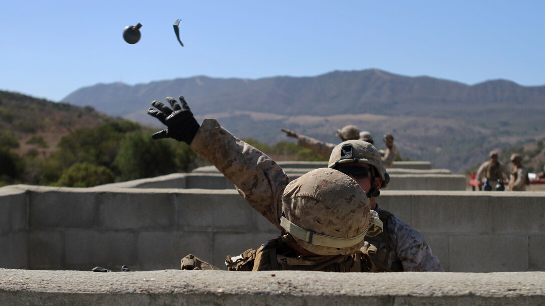 Ammo technicians with Ammo Company, 1st Supply Battalion, conduct practical application procedures before moving on to the live grenade range aboard Marine Corps Base Camp Pendleton, Sept. 16, 2014. It was part of the annual training to refresh the Marine’s ability to function with a live grenade. The live-fire ranges were part of an annual training package to keep the Marines confident and proficient with each weapon system.