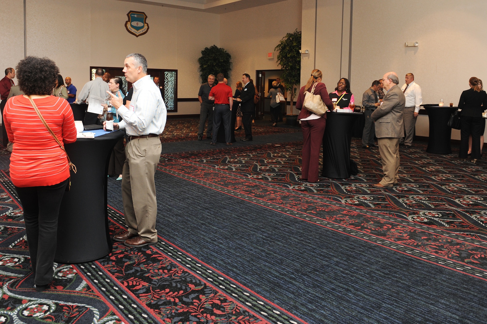 The Scott Club held a networking event at Scott Air Force Base, Ill., Sept. 25, 2014.  Personnel representing companies with job openings met with military personnel to recruit people talk about the jobs they had available.  (U.S. Air Force photo by Staff Sgt. Maria Bowman)