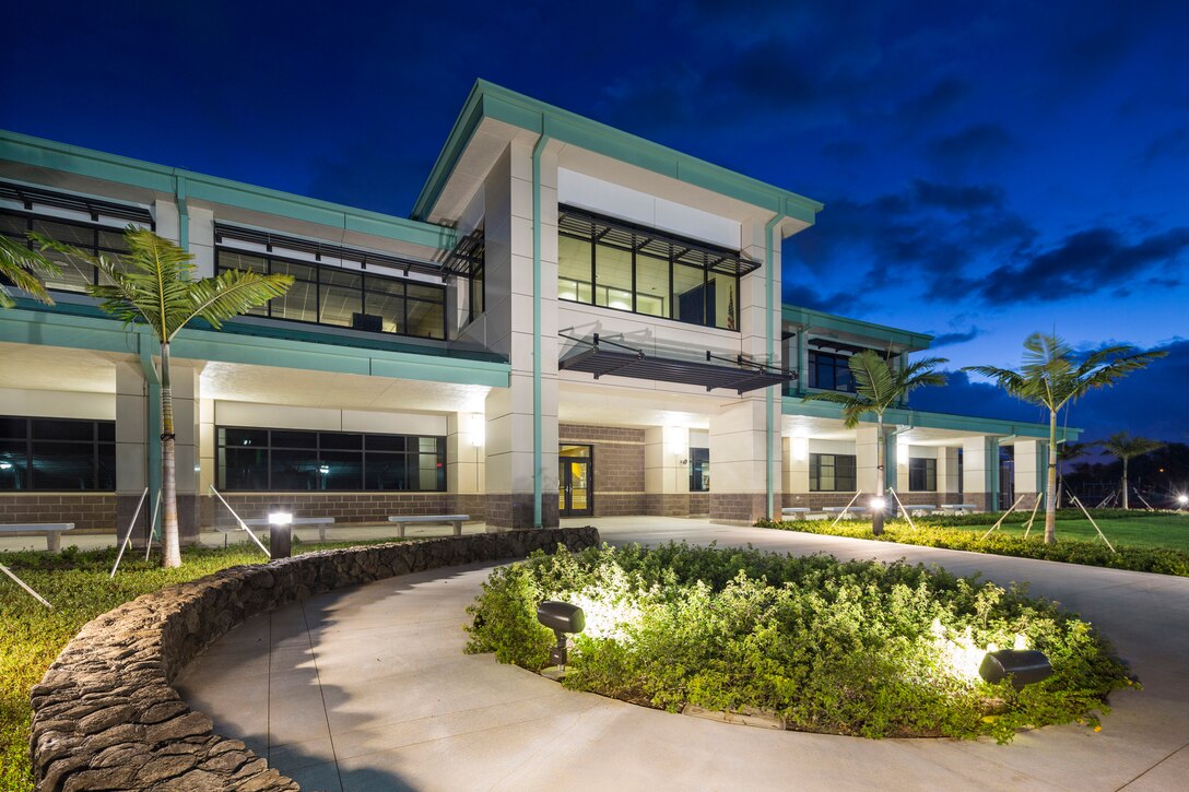 An F-22 hangar, squadron operations and aircraft maintenance unit at Joint Base Pearl Harbor-Hickam, Hawaii, shared top honors for facility design in the 2014 Air Force Design Awards. In addition to aesthetic qualities, the annual awards program considers energy efficiency, functionality and sustainability when singling out the Air Force’s best design projects. (Courtesy photo)