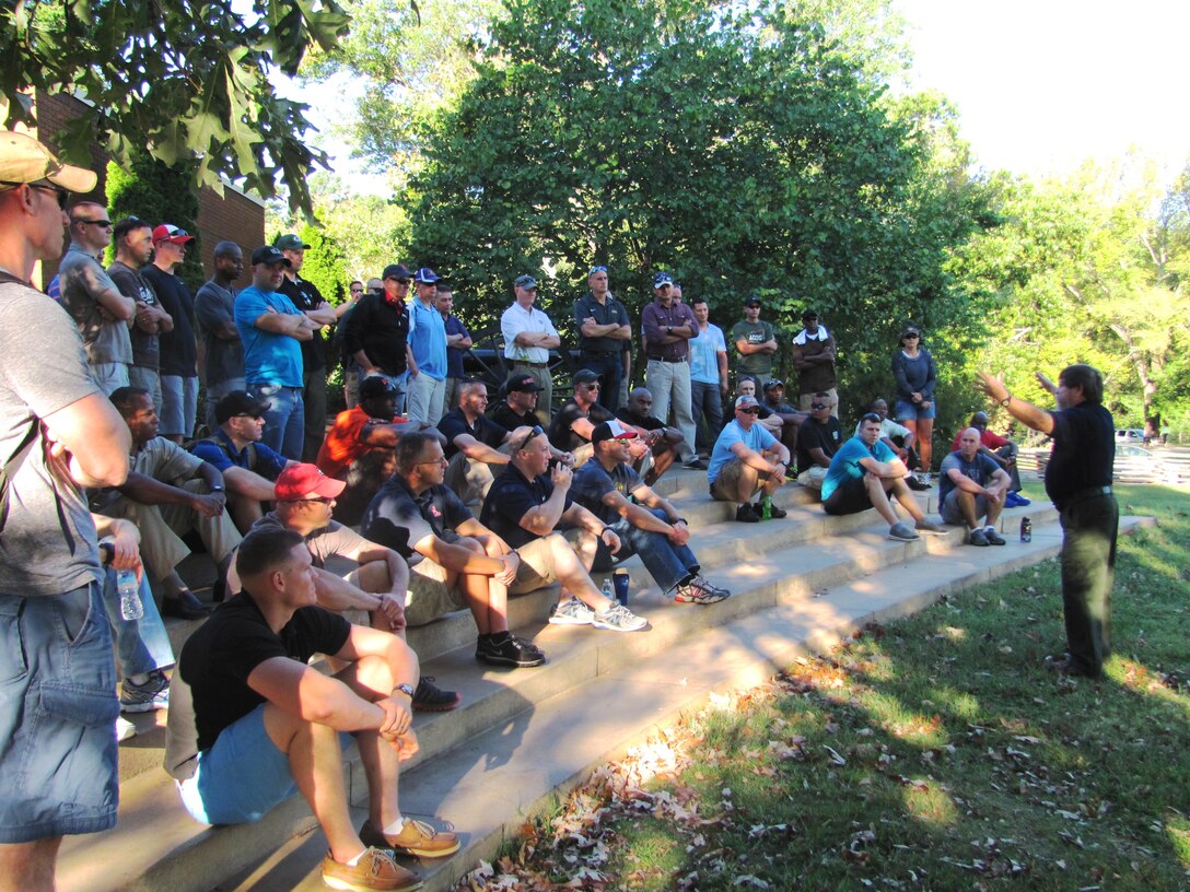 Major General John J. Broadmeadow, Commanding General, Marine Corps Logistics Command, held a Professional Military Education (PME) with 60 Staff NCOs and Officers at Kennesaw Mountain National Battlefield Park.  The Battle Study PME took place on 23 September 2014.