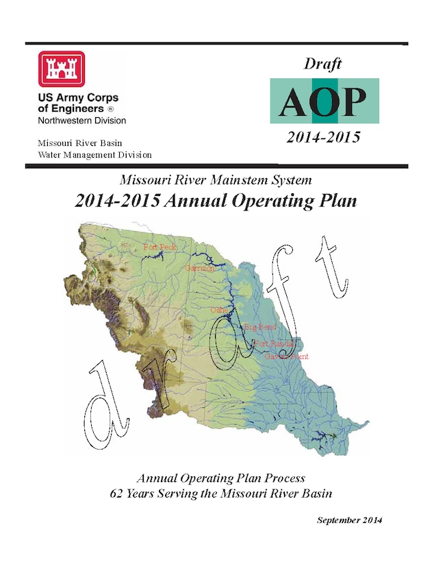 Cover page of 2014-2015 Missouri River Draft Annual Operating Plan