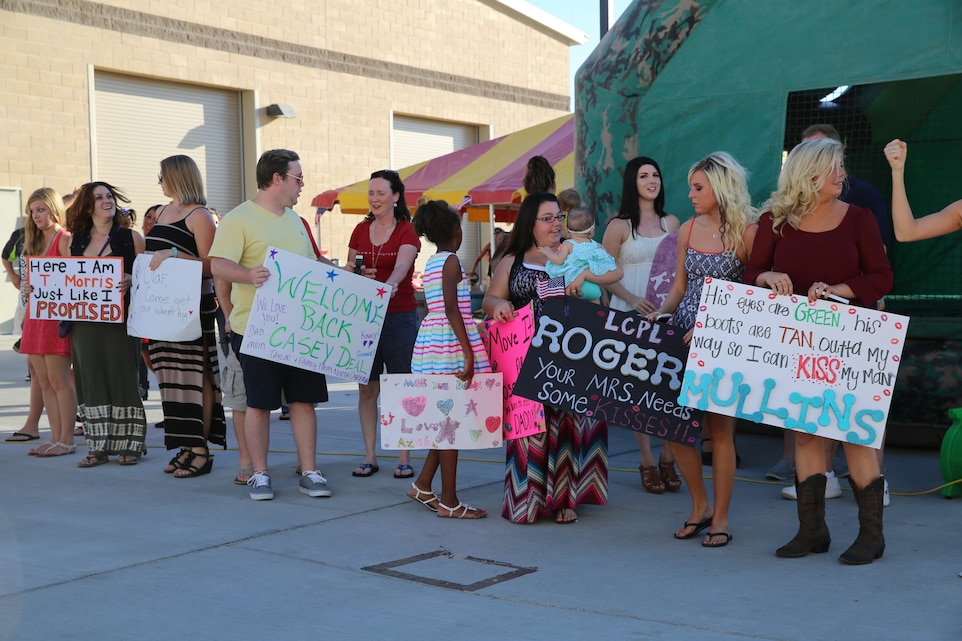 Family and friends eagerly await for the arrival of their loved ones during 1st Tank Battalion’s homecoming on the 1st Tank Ramp, Sept. 25. Marines from first and second platoon Company C., returned home from a seven month deployment.