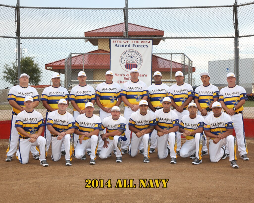 All Navy Mens Softball team at the 2014 Armed Forces Softball Championship at Fort Sill, Okla. 14-19 September.