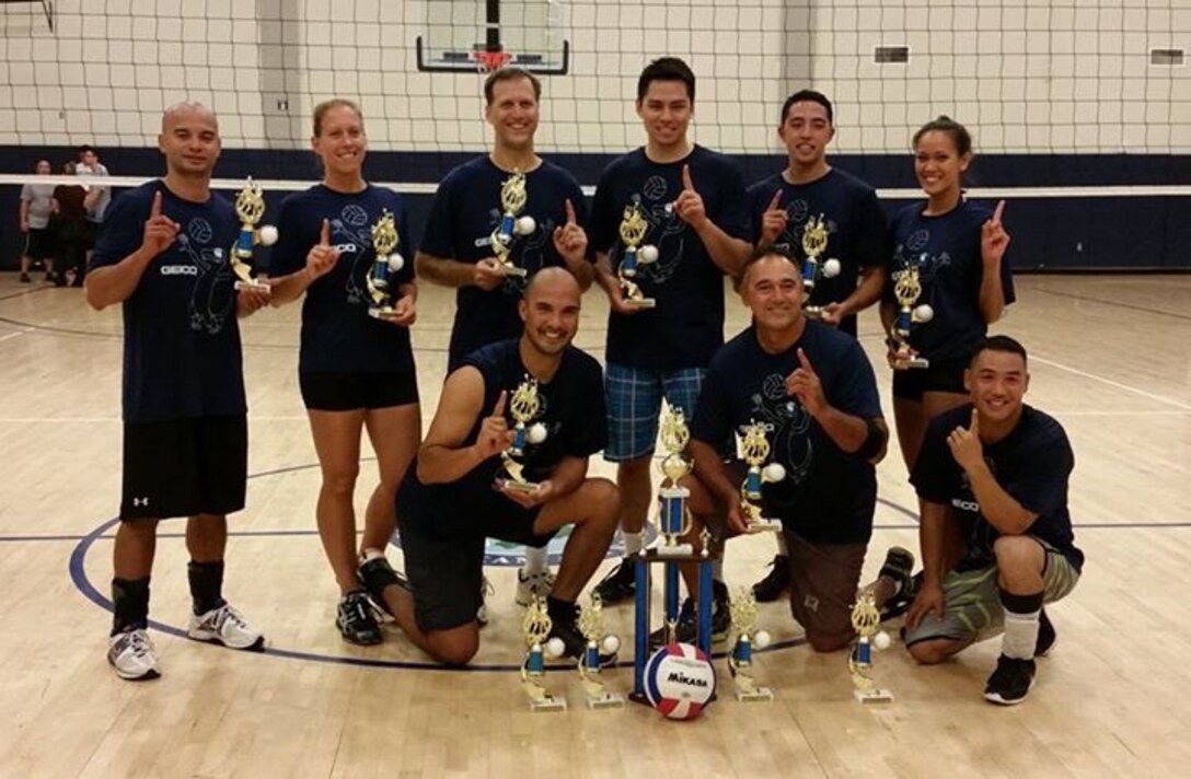 The Hawaii Air National Guard intramural volleyball team took 1st place in the 2014 Joint Base Pearl Harbor-Hickam intramural volleyball league. The 2014 league ran from June thru September and was comprised of 20 teams representing different units from around the base. (U.S. Air Force Photo)