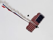 A parachutist performs during the opening ceremonies of the California International Air Show in Salinas, Calif., Sept. 28, 2014. The air show is in its 34th year of operation. (U.S. Air Force photo by Staff Sgt. Robert M. Trujillo/Released)
