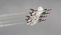 The U.S Air Force Aerial Demonstration Team performs at the California International Air Show in Salinas, Calif., Sept. 28, 2014. The Thunderbirds were founded in May 1953. (U.S. Air Force photo by Staff Sgt. Robert M. Trujillo/Released)