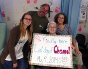 Staff Sgt. Amanda Dick celebrates her last chemotherapy treatment with her family, May 9, 2014, at Tripler Army Medical Center, Hawaii. According to the American Cancer Society, about one in eight women in the U.S. are diagnosed with breast cancer in their lifetime. (Courtesy photo)