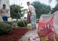 Airmen, from the 919th Special Operations Mission Support Group, came together to scrub down and clean up the Duke Field gym and fitness areas during the September unit training assembly.  (U.S. Air Force photo/Tech. Sgt. Jasmin Taylor)