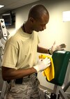 Airmen, from the 919th Special Operations Mission Support Group, came together to scrub down and clean up the Duke Field gym and fitness areas during the September unit training assembly.  (U.S. Air Force photo/Tech. Sgt. Jasmin Taylor)