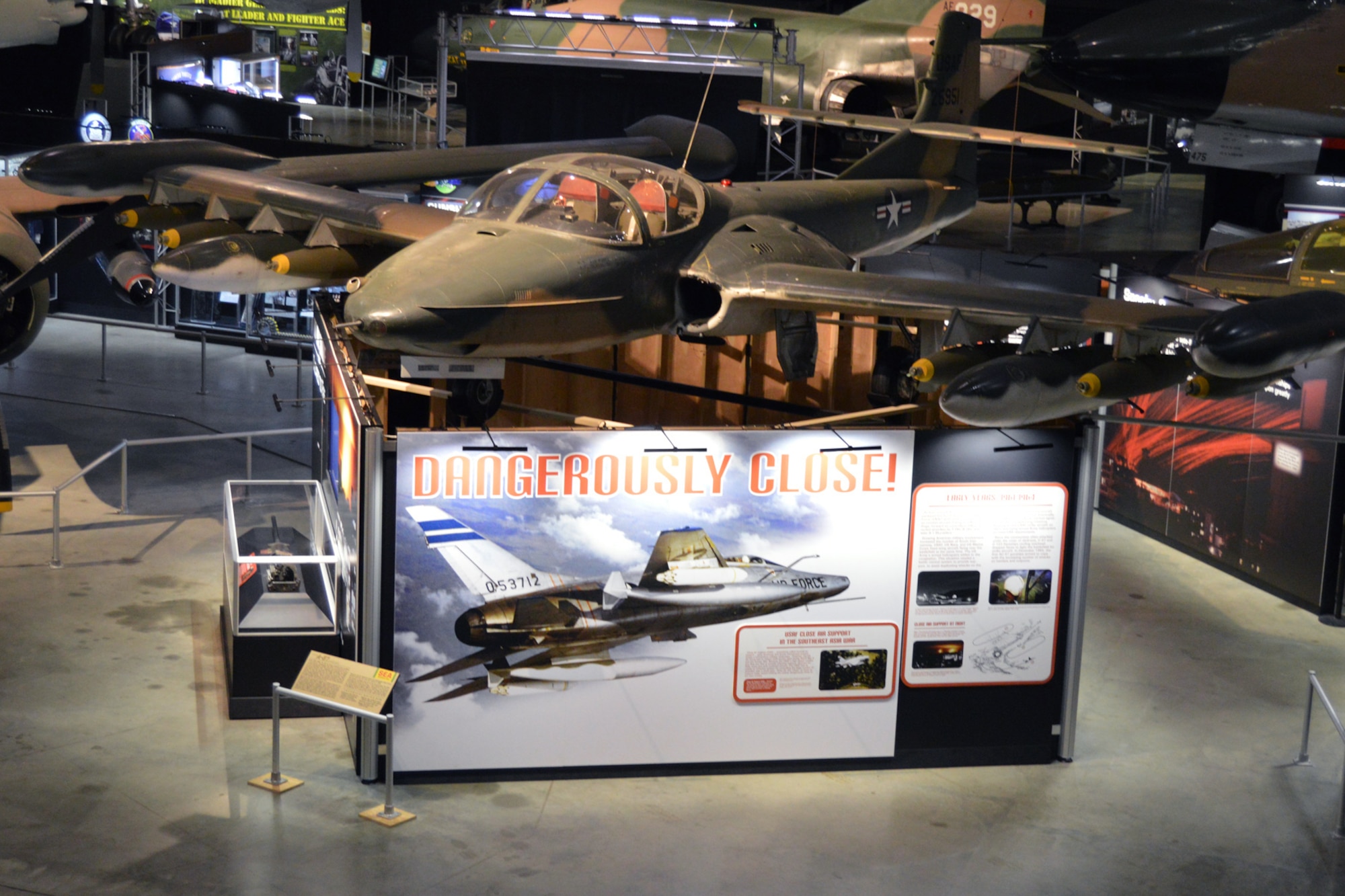DAYTON, Ohio -- "Dangerously Close! USAF Close Air Support in the Southeast Asia War" exhibit in the Southeast Asia War Gallery at the National Museum of the U.S. Air Force. (U.S. Air Force photo)