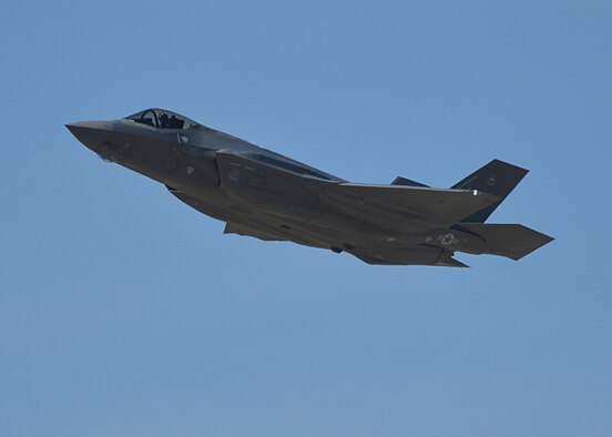 A pilot from Luke Air Force Base, Ariz., flew the 1,000th F-35A Lightning II training sortie March 31, 2015. The 56th Fighter Wing is the fastest F-35 wing to reach the 1,000-sortie milestone in the Defense Department. (U.S. Air Force photo/Senior Airman Devante Williams)
