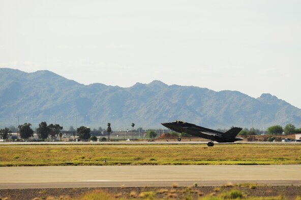 A pilot from Luke Air Force Base, Ariz., flew the 1,000th F-35A Lightning II training sortie March 31, 2015. The 56th Fighter Wing is the fastest F-35 wing to reach the 1,000-sortie milestone in the Defense Department. (U.S. Air Force photo/Staff Sgt. Staci Miller)