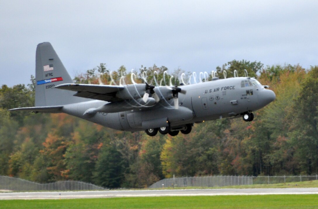 A C-130H Hercules aircraft takes off from Youngstown Air Reserve Station Oct. 3, 2010.