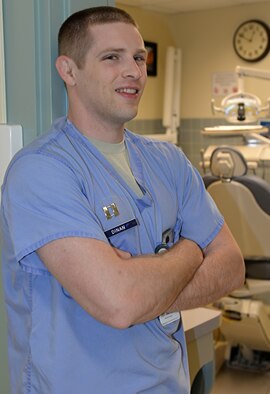 Capt. John Dinan, 9th Aerospace Medicine Squadron dental flight general dentist, poses for a photo at Beale Air Force Base, Calif., March 30, 2015. (U.S. Air Force photo by Airman 1st Class Ramon A. Adelan/Released)