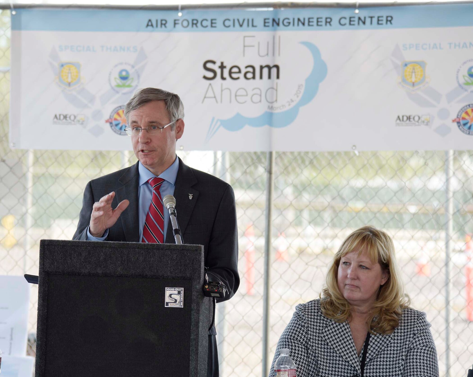 Robert E. Moriarty, director of the Air Force Civil Engineer Center’s Installations Directorate, spoke at the event, noting the transformation of Williams from an Air Force base to a mixed-use campus with more jobs and economic impact to the region than when the base was open. (U.S. Air Force photo/Released)