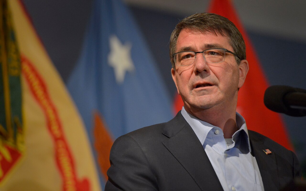 Defense Secretary Ash Carter speaks about the force of the future during a troop talk at Fort Drum, N.Y., March 30, 2015. DoD photo by Glenn Fawcett