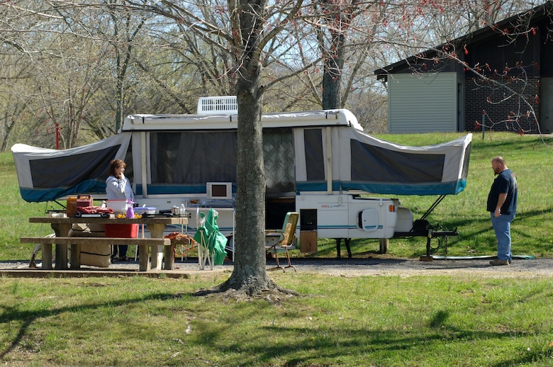 A couple sets up their campsite April 1, 2015 at Defeated Creek Campground in Defeated, Tenn.  All 25 of the U.S. Army Corps of Engineers Nashville District campgrounds will be open by May 2015.