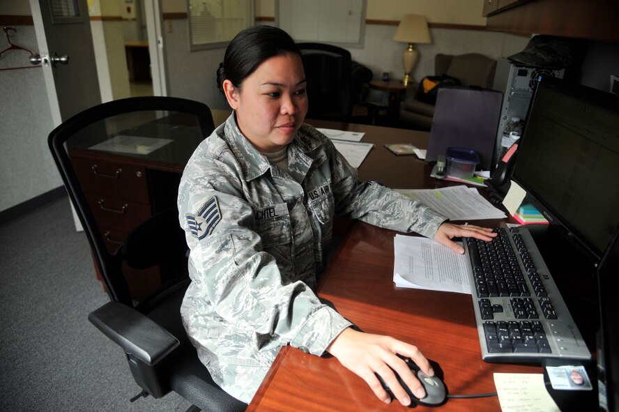 Staff Sgt. Lei Annie Hachtel, 92nd Logistics Readiness Squadron vehicle operations control center support supervisor, reviews transportation requests March 31, 2015, at Fairchild Air Force Base, Wash. As a vehicle operations control center support supervisor, Hachtel plans and schedules vehicle operations activities and transportation support requirements. Hachtel’s leadership selected her as one of Fairchild’s Finest, a weekly recognition program that highlights top-performing Airmen. (U.S. Air Force photo/Airman 1st Class Taylor Bourgeous)