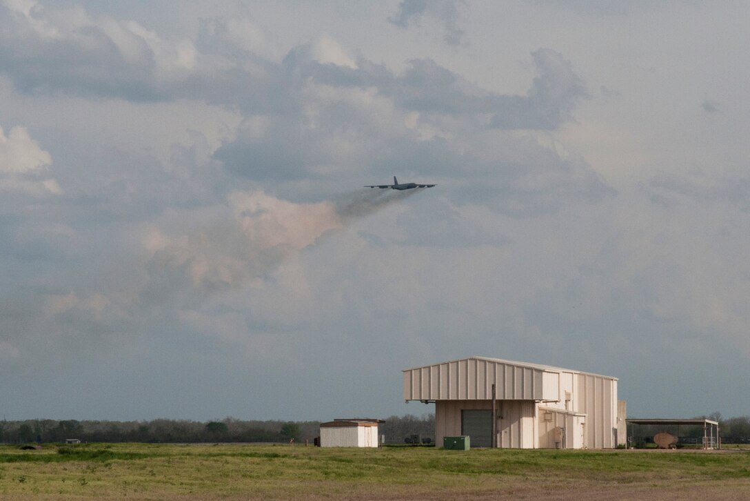 A B-52 Stratofortress from the 2nd Bomb Wing takes off in support of Exercise “Polar Growl” from Barksdale Air Force Base, La. on April 1, 2015. These aircraft will conduct simultaneous, long-range sorties from Barksdale to the Arctic and North Sea regions. Aircrew from the 2nd Bomb Wing and 307th Bomb Wing both participated in this exercise that supports the Nation’s ability to maintain a strong, credible bomber force that enhances and provides for the security and stability of our Allies and partners. (U.S. Air Force photo by Master Sgt. Dachelle Melville/Released) 