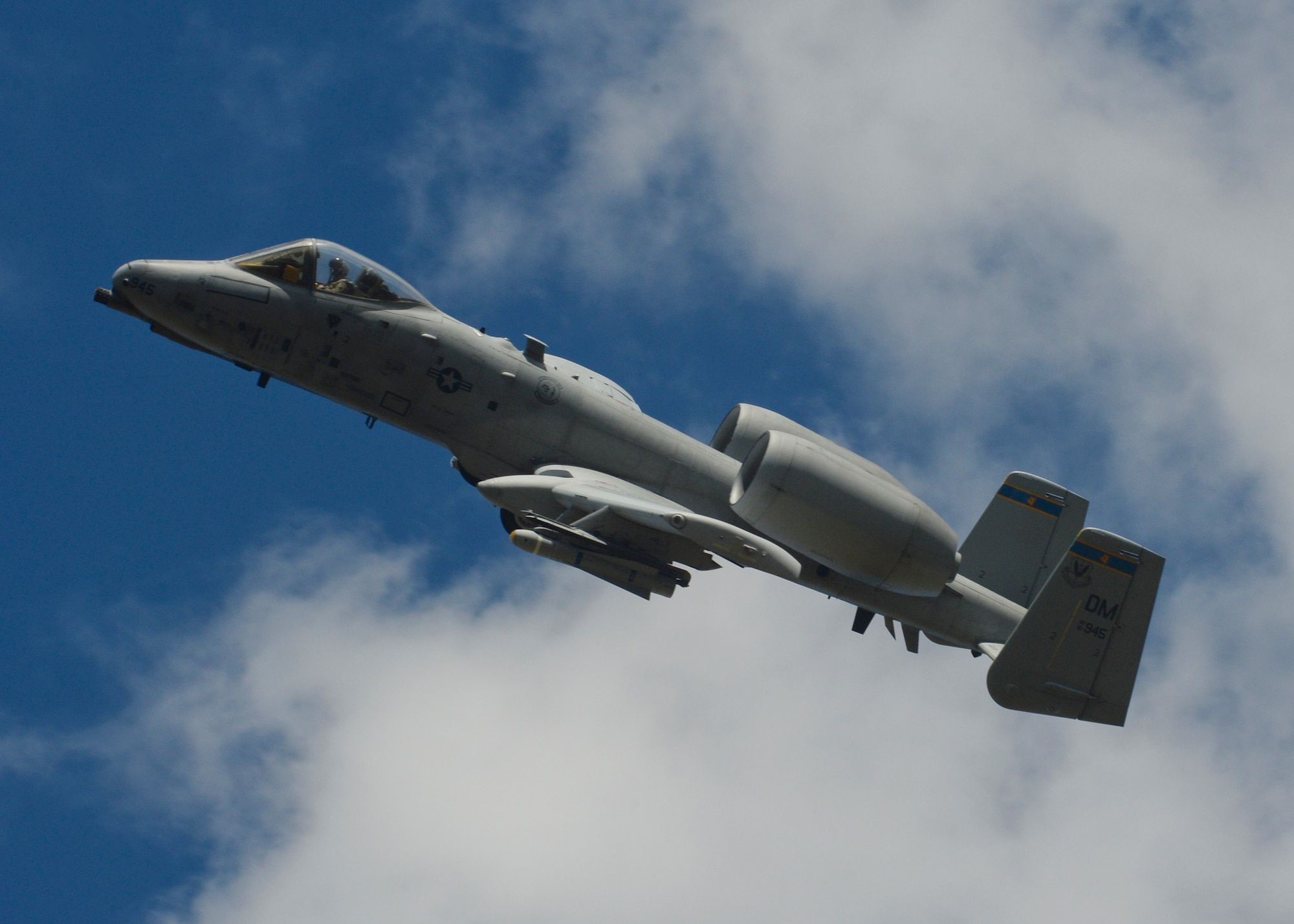 A U.S. Air Force A-10 Thunderbolt II assigned to the 354th Expeditionary Fighter Squadron flies during a theater security package deployment at Campia Turzii, Romania, April 1, 2015. The aircraft will forward deploy to locations in Eastern European NATO countries as part of the TSP. (U.S. Air Force photo by Staff Sgt. Joe W. McFadden/Released)